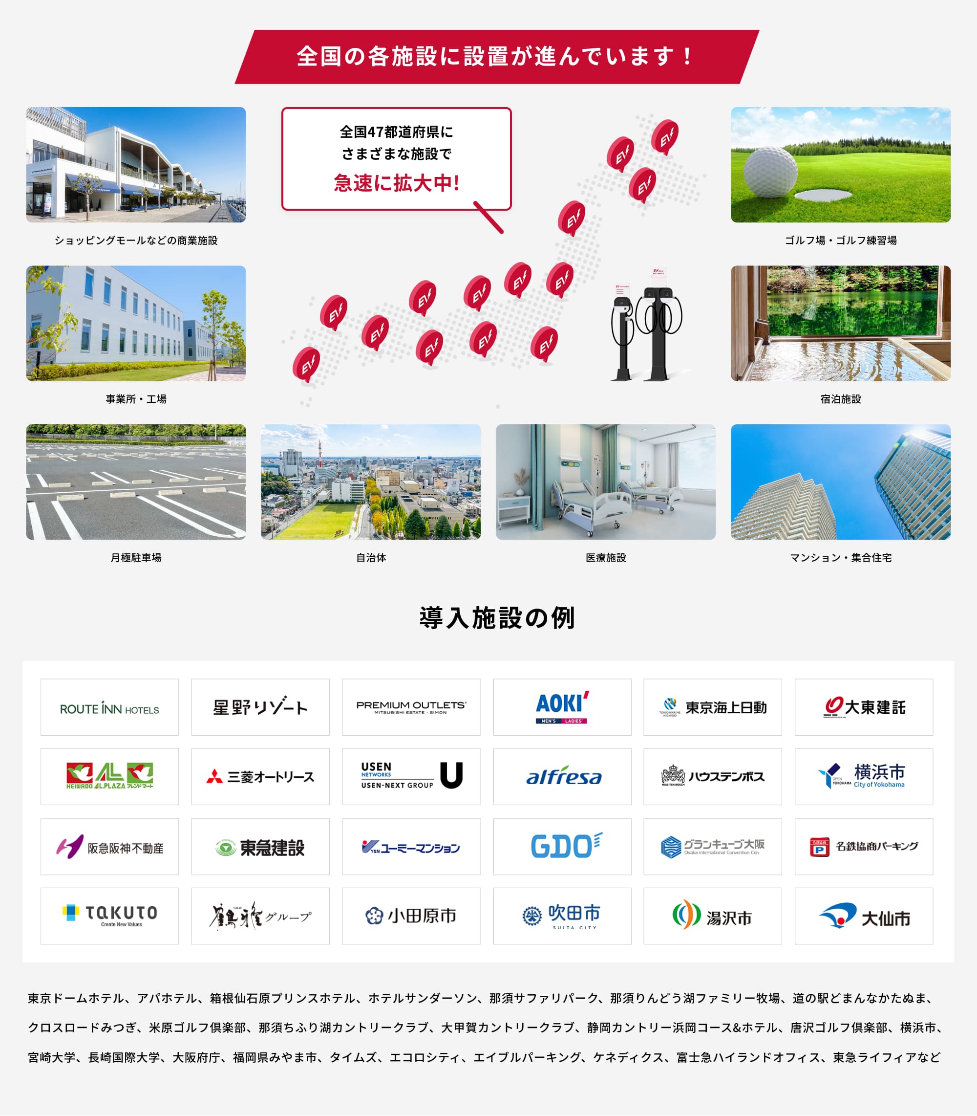 全国の各施設に設置が進んでいます!