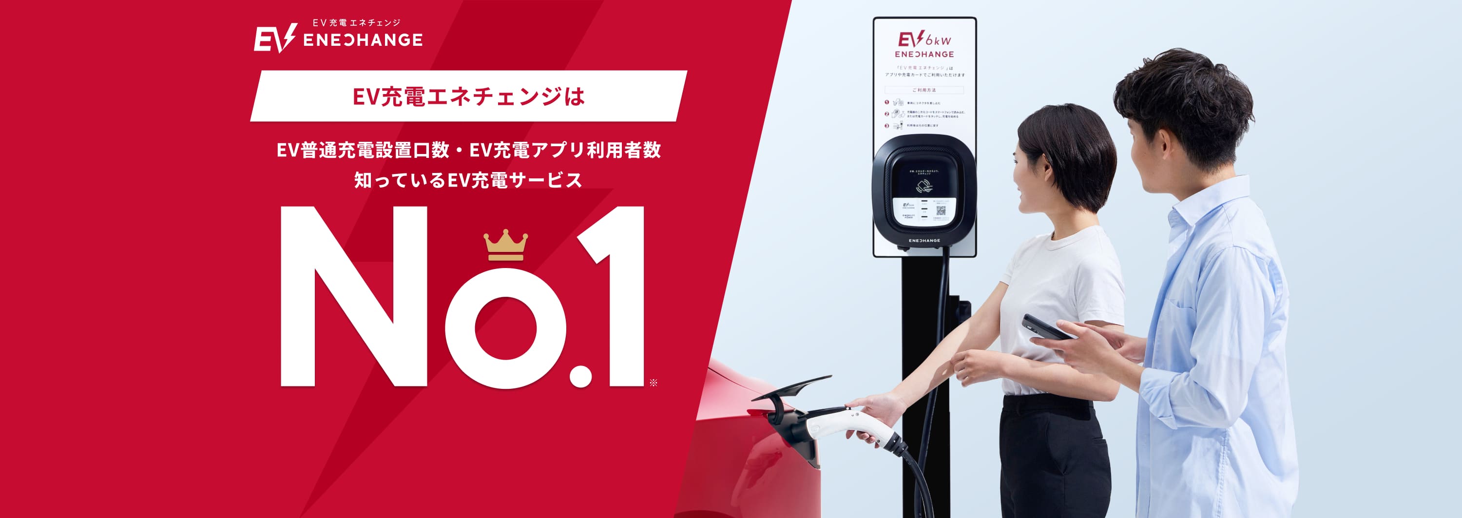 EV充電エネチェンジはEV普通充電設置口数・EV充電アプリ利用者数・知っているEV充電サービスNo.1